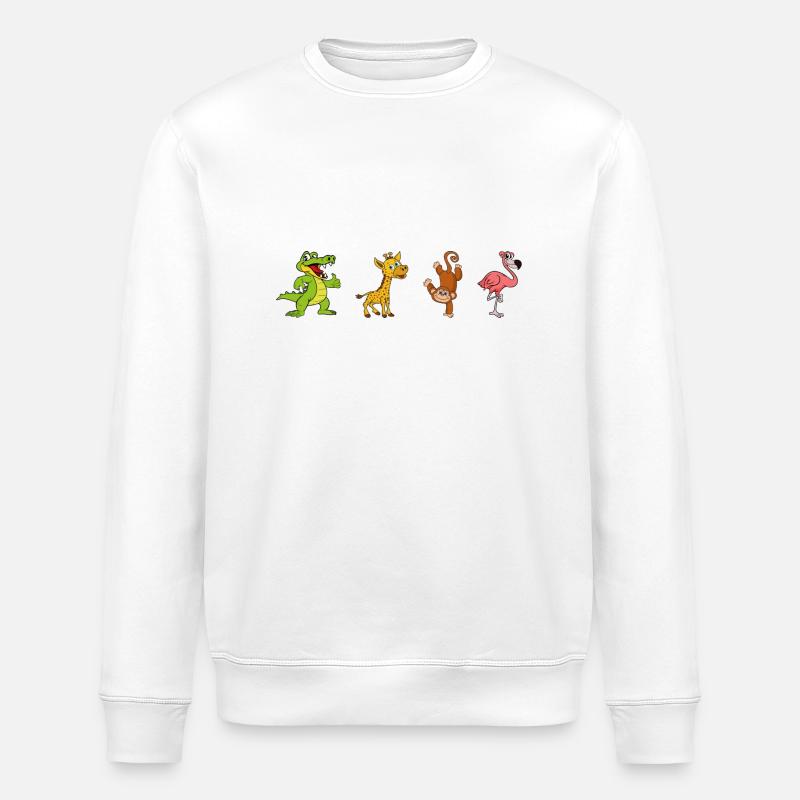 Flamant de singe girafe - Sweat bio ROLLER Stanley/Stella Unisexe - blanc