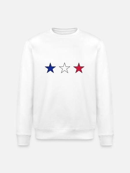 France three stars in blue-white-red - Stanley/Stella ROLLER Unisex Organic Sweatshirt - white
