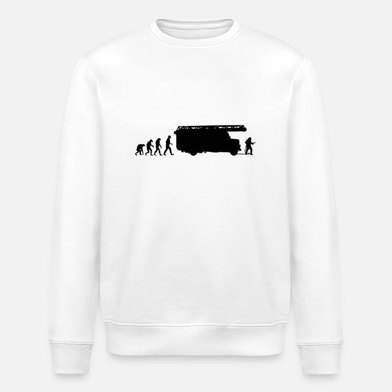 Firefighter Evolution Fire Truck Ladder - Stanley/Stella ROLLER Unisex Organic Sweatshirt - white