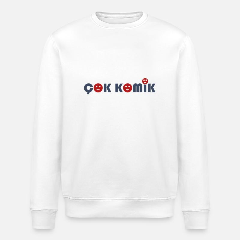 Cok Comic 3xSmiley Grey Red - Stanley/Stella ROLLER Unisex Organic Sweatshirt - white