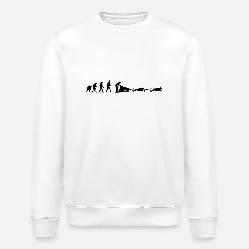 dog sledge evolution - Stanley/Stella ROLLER Unisex Organic Sweatshirt - white