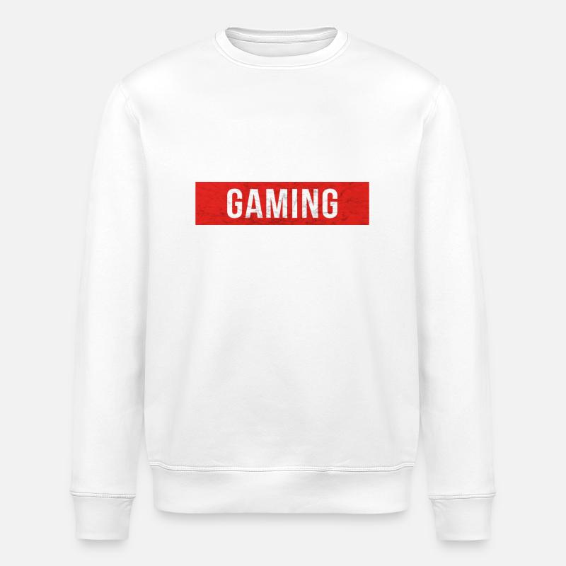 Gaming - Red Block Scratch - Stanley/Stella ROLLER Unisex Organic Sweatshirt - white