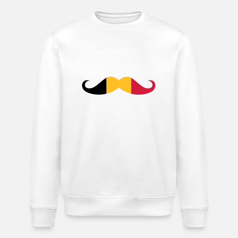 Belgium flag - Mosutache - Stanley/Stella ROLLER Unisex Organic Sweatshirt - white