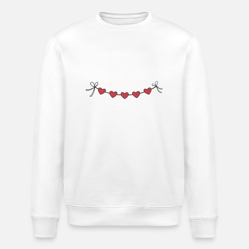 Herzgirlande Girlande Herzen - Stanley/Stella Unisex Bio-Sweatshirt ROLLER - Weiß