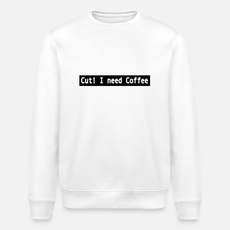 Couper J’ai besoin de café - Sweat bio ROLLER Stanley/Stella Unisexe - blanc