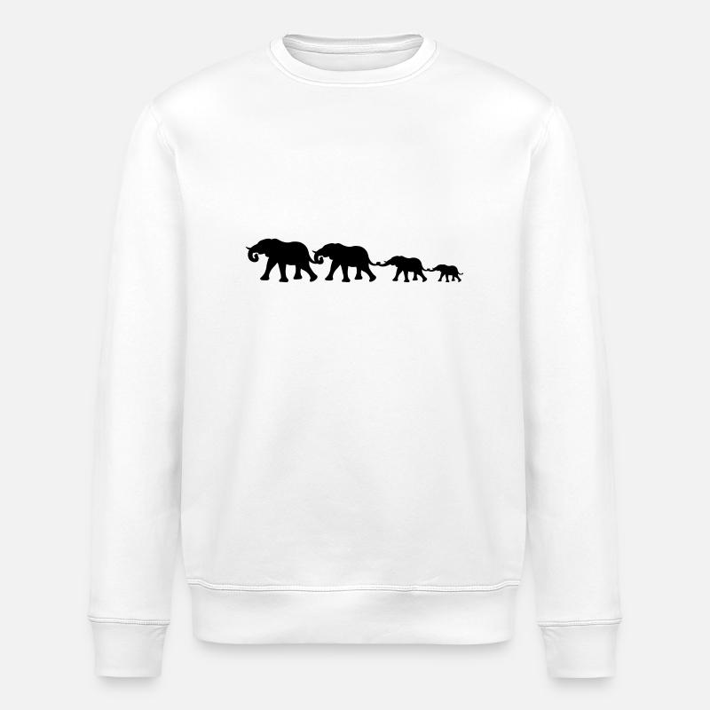 medium_elephant_family - Stanley/Stella ROLLER Unisex Organic Sweatshirt - white