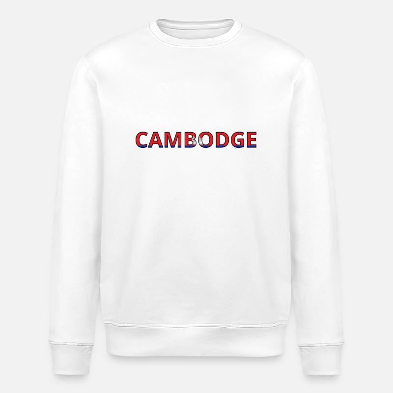Flagge von Kambodscha - Stanley/Stella Unisex Bio-Sweatshirt ROLLER - Weiß