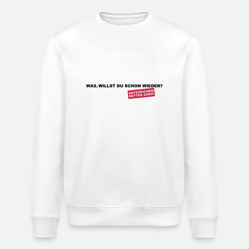 Punctuation save marriages! - Stanley/Stella ROLLER Unisex Organic Sweatshirt - white