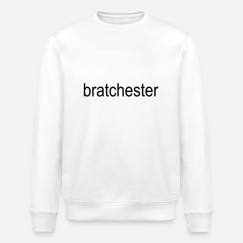 bratchester black text 5000 - Stanley/Stella ROLLER Unisex Organic Sweatshirt - white