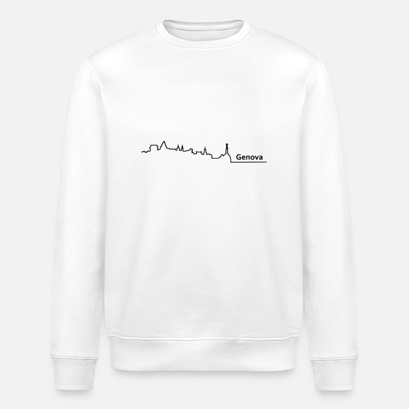 genova skyline - Stanley/Stella ROLLER Unisex Organic Sweatshirt - white