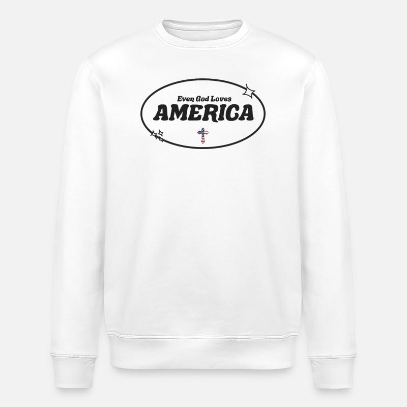 Even God Worships America - Stanley/Stella ROLLER Unisex Organic Sweatshirt - white