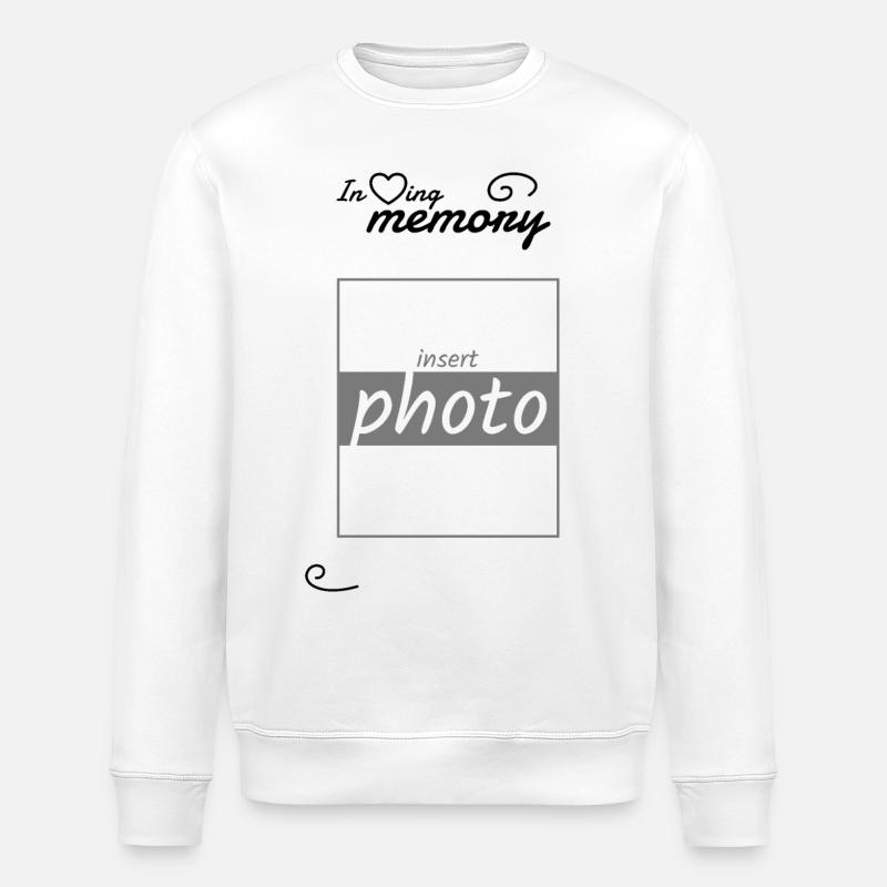 Til minde om - indsæt dit eget billede - Stanley/Stella økologisk unisex-sweatshirt ROLLER - hvid