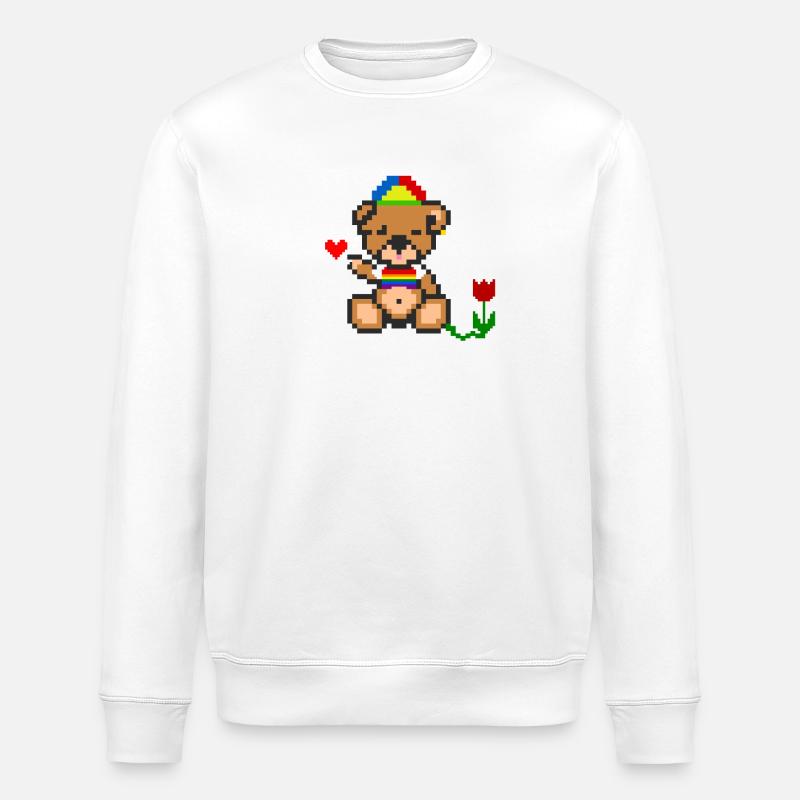 Pixel Bear Pride - Sweat bio ROLLER Stanley/Stella Unisexe - blanc