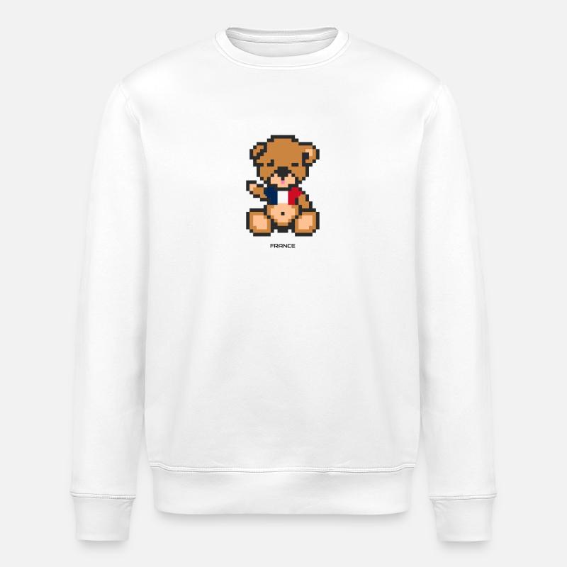 Pixel Bär Frankreich - Stanley/Stella Unisex Bio-Sweatshirt ROLLER - Weiß