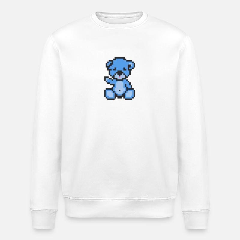 Pixel Bär Blauer Himmel - Stanley/Stella Unisex Bio-Sweatshirt ROLLER - Weiß