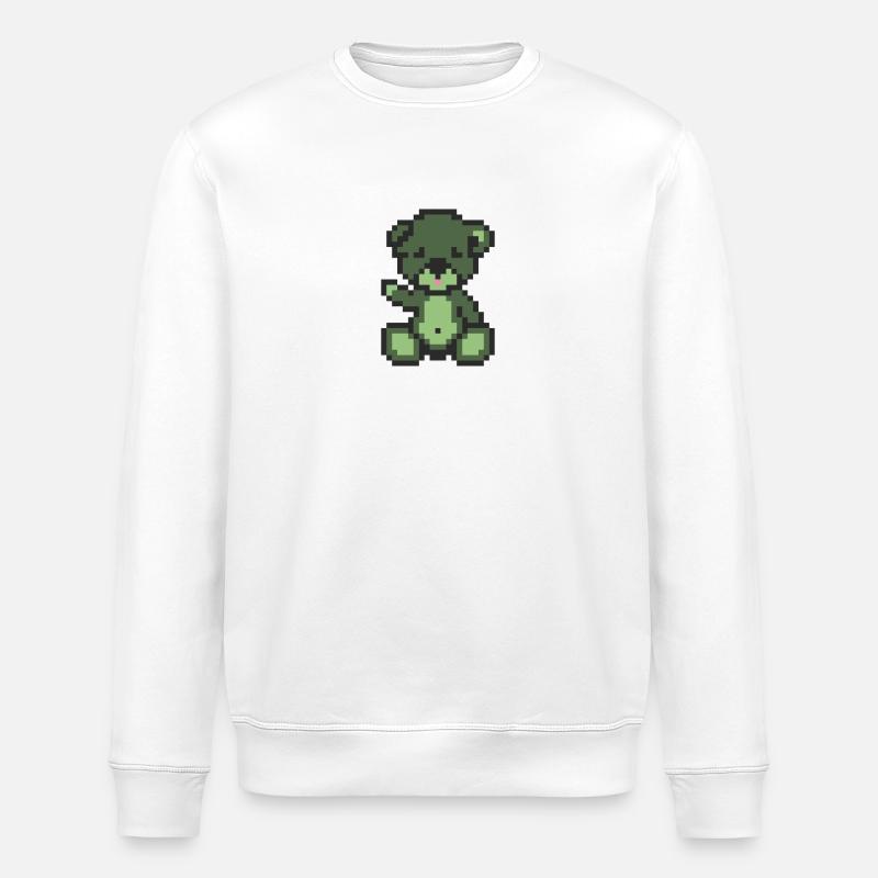 Pixel Bear Zombie - Stanley/Stella ROLLER Unisex Organic Sweatshirt - white