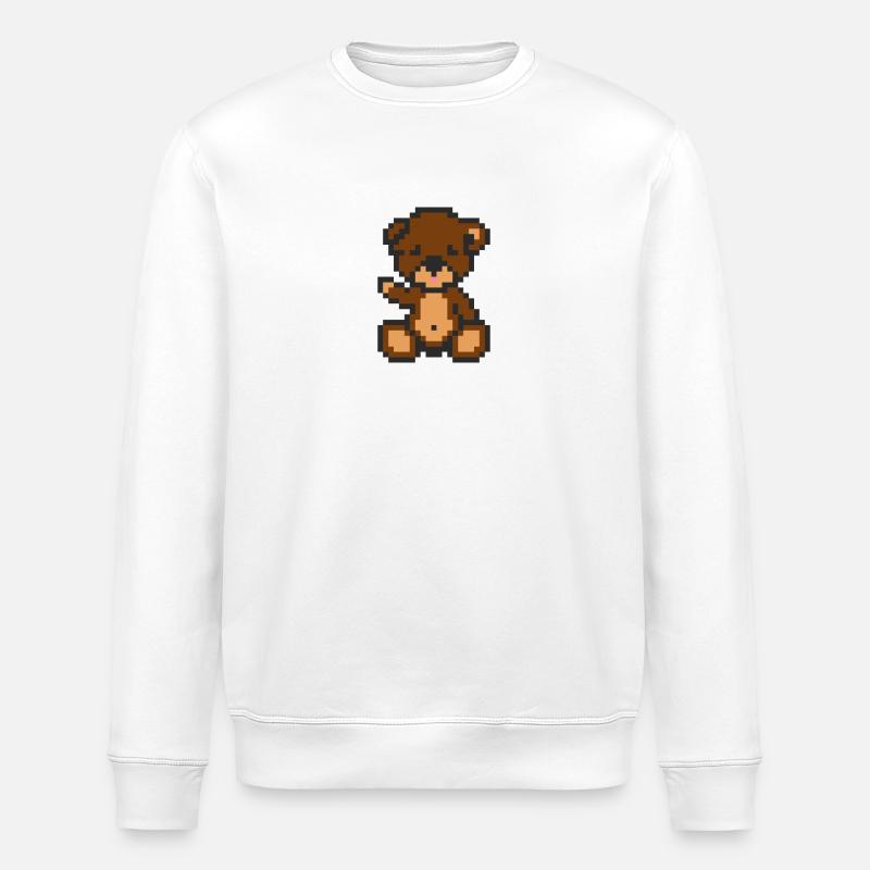 Pixel Bear Brownie - Sweat bio ROLLER Stanley/Stella Unisexe - blanc