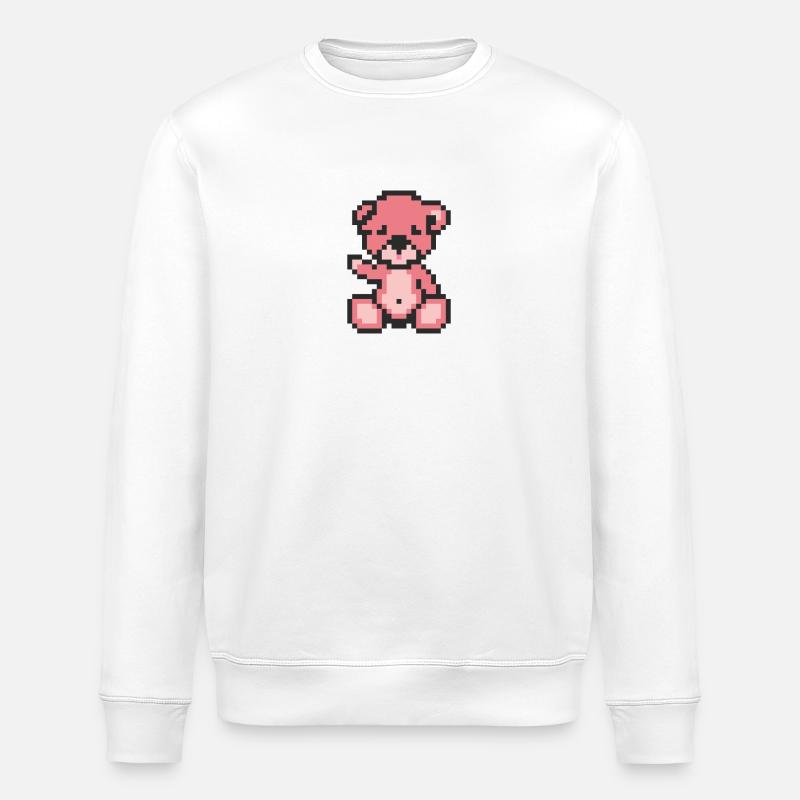 Pixel Bear Candy - Stanley/Stella ROLLER Unisex Organic Sweatshirt - white