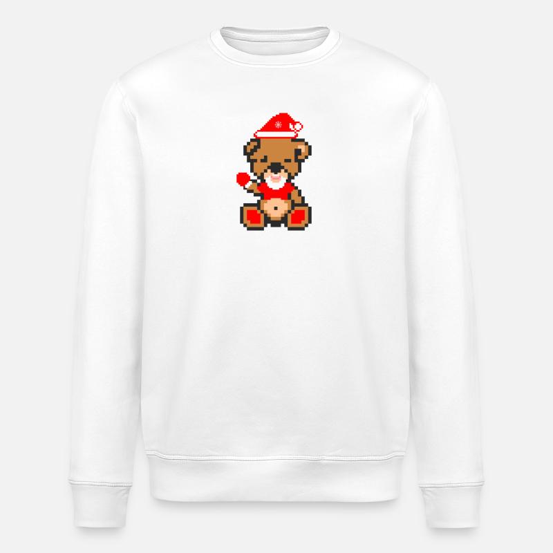 Pixel Bear Xmas - Sweat bio ROLLER Stanley/Stella Unisexe - blanc