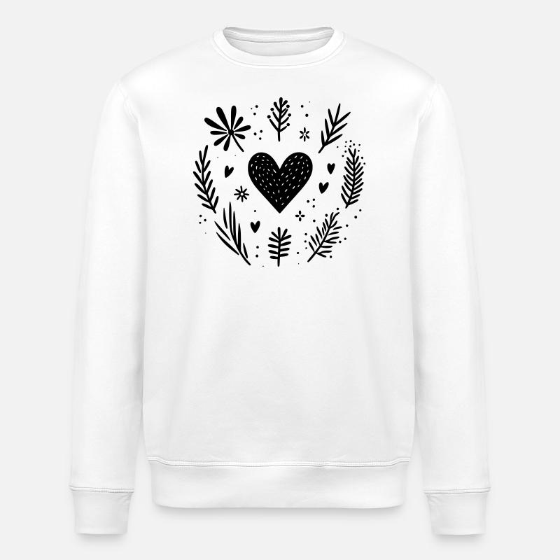Coeur avec des branches - Sweat bio ROLLER Stanley/Stella Unisexe - blanc