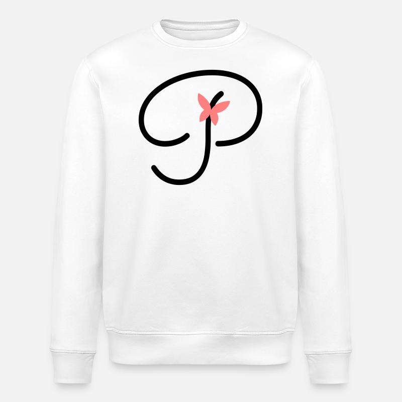 Buchstabe P Schmetterlingsbuchstabe - Stanley/Stella Unisex Bio-Sweatshirt ROLLER - Weiß