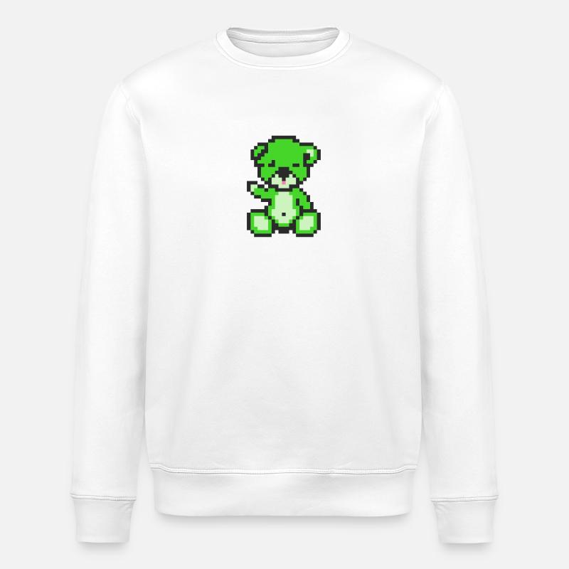 Pixel Bear Neon Green - Sweat bio ROLLER Stanley/Stella Unisexe - blanc