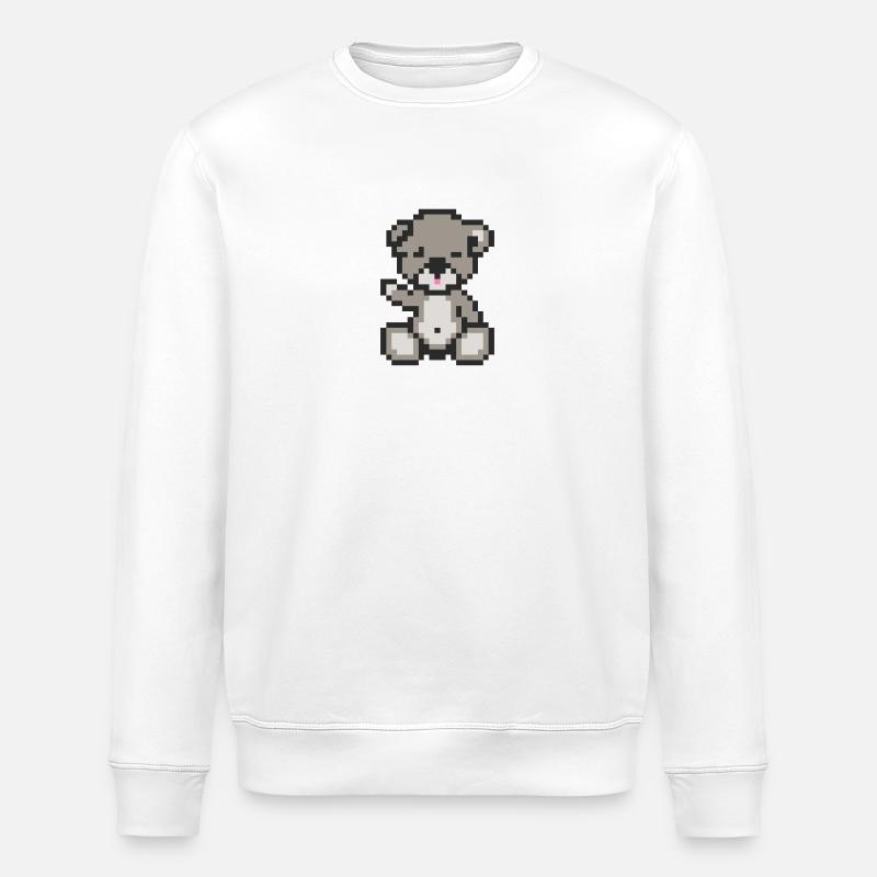 Pixel Bär Pastellschwarz - Stanley/Stella Unisex Bio-Sweatshirt ROLLER - Weiß