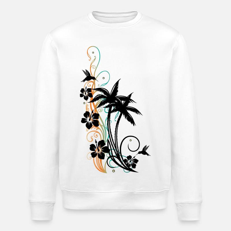 Palmen Hibiskus Kolibri - Stanley/Stella Unisex Bio-Sweatshirt ROLLER - Weiß