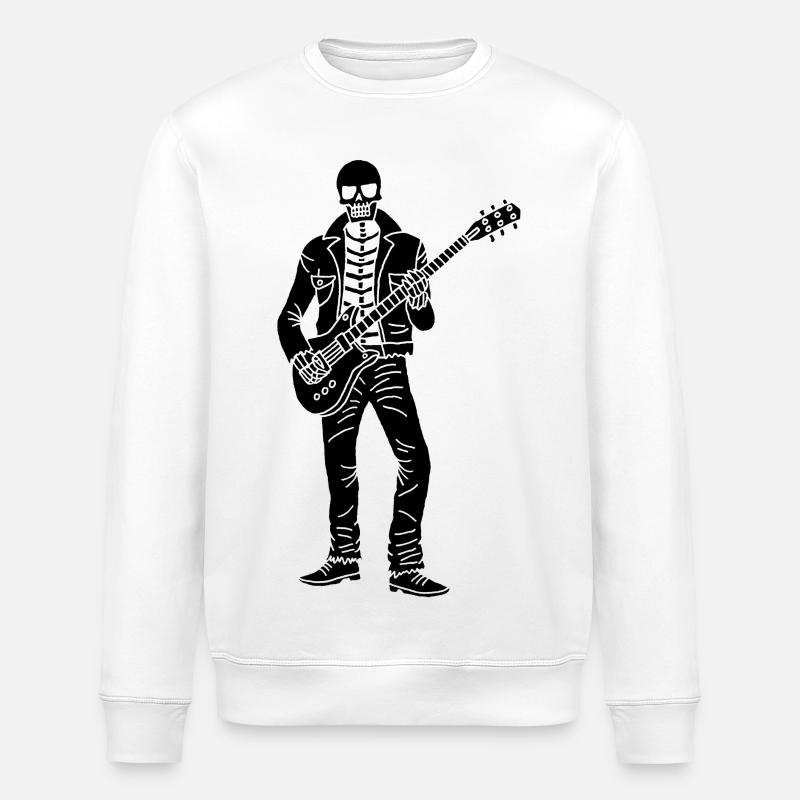 Gitarrist Skeleton (Schwarz) - Stanley/Stella Unisex Bio-Sweatshirt ROLLER - Weiß