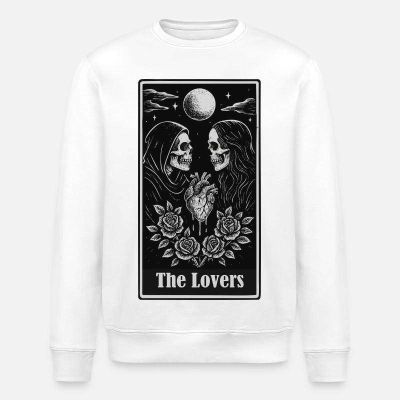 Skeleton Lovers Gothic Tarot Heart Design - Stanley/Stella Unisex Bio-Sweatshirt ROLLER - Weiß