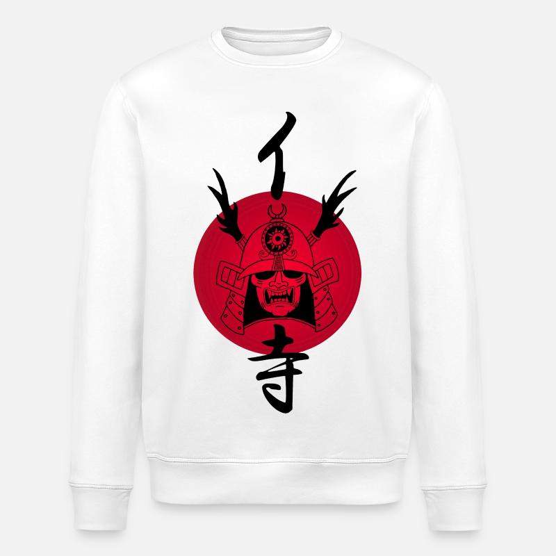 Schwarzer Samurai und Rote Sonne - Stanley/Stella Unisex Bio-Sweatshirt ROLLER - Weiß