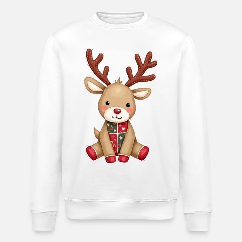 Patchwork Renne Amour d’hiver - Sweat bio ROLLER Stanley/Stella Unisexe - blanc