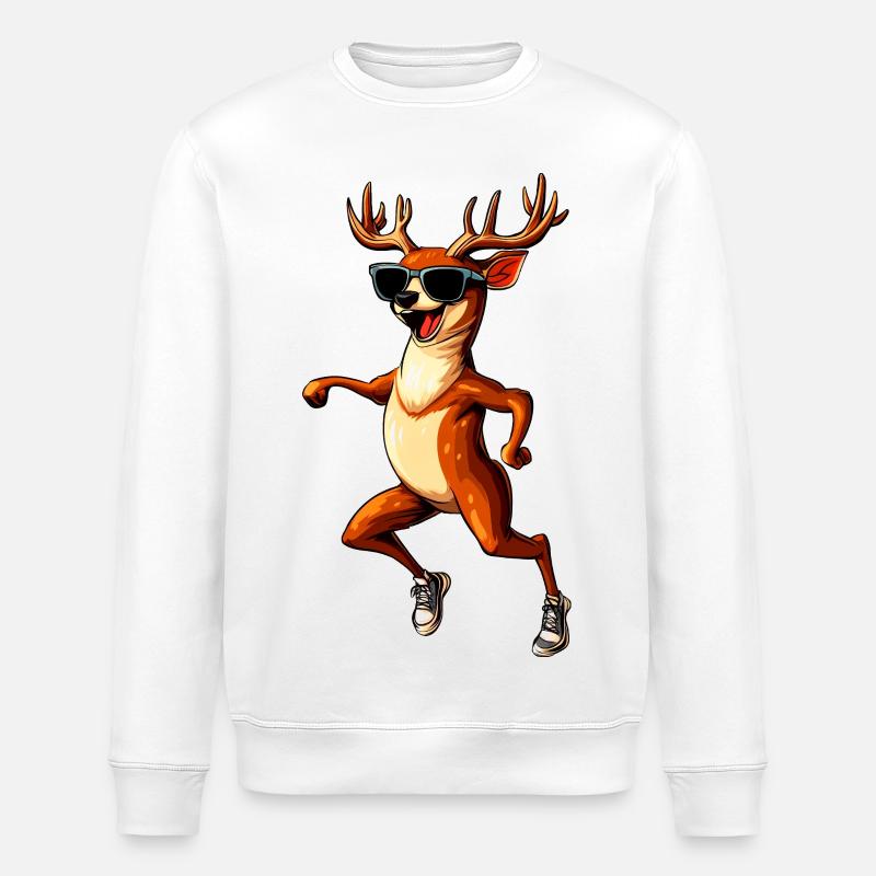 Lachender Hirsch - Stanley/Stella Unisex Bio-Sweatshirt ROLLER - Weiß