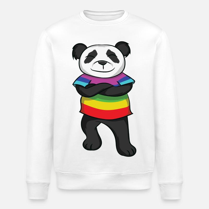 Panda Rainbow Pride  with Attitude - Stanley/Stella Unisex Bio-Sweatshirt ROLLER - Weiß