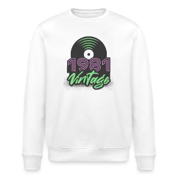 1981 Vintage Schallplatten Geburtstag Geschenkidee - Stanley/Stella Unisex Bio-Sweatshirt ROLLER - Weiß - Vorne - Nik (191cm)