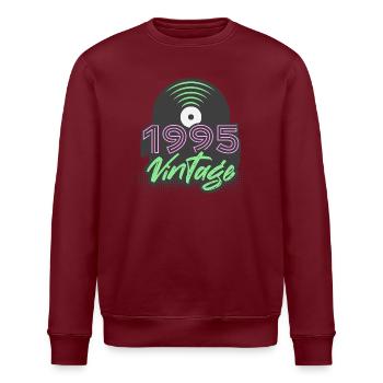 1995 Vintage Vinyl Records Birthday Gift Idea - Stanley/Stella ROLLER Unisex Organic Sweatshirt - white - Front - Nik (191cm)