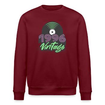 1996 Vintage Vinyl Records Birthday Gift Idea - Stanley/Stella ROLLER Unisex Organic Sweatshirt - white - Front - Nik (191cm)