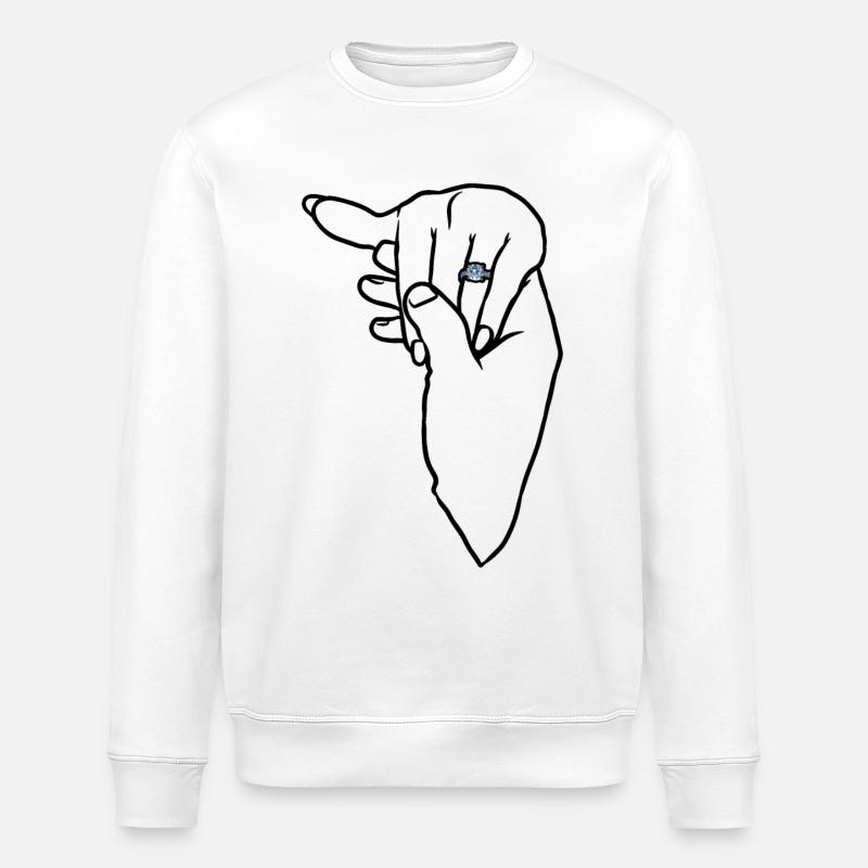 Engagement Wedding Ring Hand - Stanley/Stella ROLLER Unisex Organic Sweatshirt - white