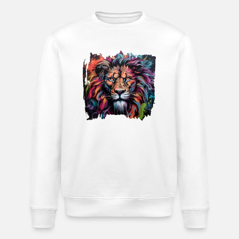 Lion de style graffiti - Sweat bio ROLLER Stanley/Stella Unisexe - blanc