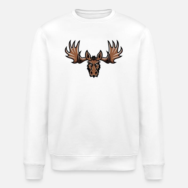 Moose Head - Stanley/Stella ROLLER Unisex Organic Sweatshirt - white