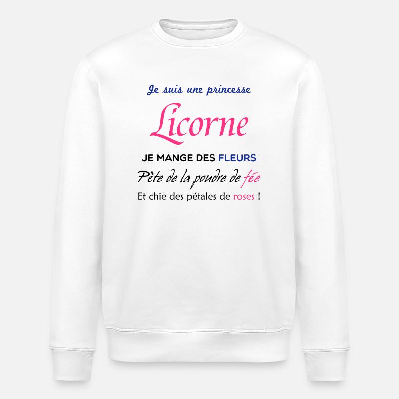 Princesse licorne - Sweat bio ROLLER Stanley/Stella Unisexe - blanc