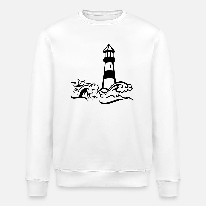 Lighthouse paper ship - Stanley/Stella ROLLER Unisex Organic Sweatshirt - white