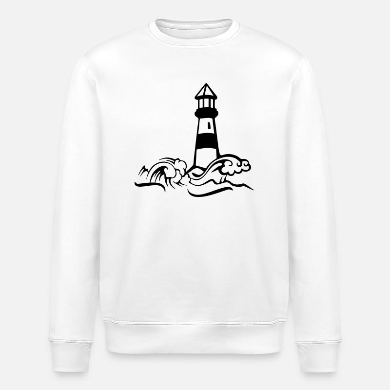 Lighthouse paper ship - Stanley/Stella ROLLER Unisex Organic Sweatshirt - white