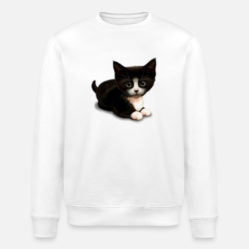 CUTE CAT (Blank) - Stanley/Stella ROLLER Unisex Organic Sweatshirt - white