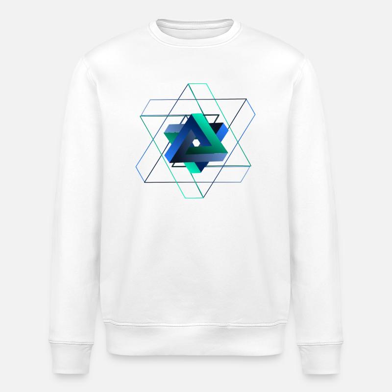 Illusion d'optique (triangle) - Sweat bio ROLLER Stanley/Stella Unisexe - blanc