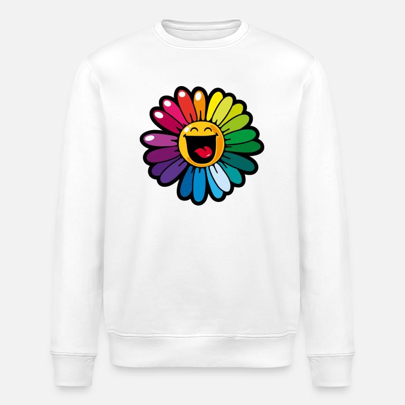 Smiley Colourful Daisy - Stanley/Stella Unisex Bio-Sweatshirt ROLLER - Weiß