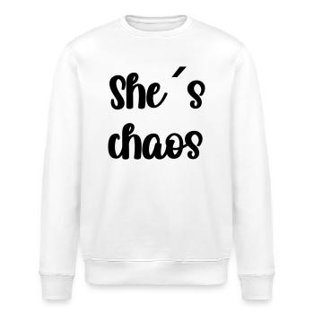 She s´chaos - Stanley/Stella Unisex Bio-Sweatshirt ROLLER - Weiß - Vorne - Nik (191cm)