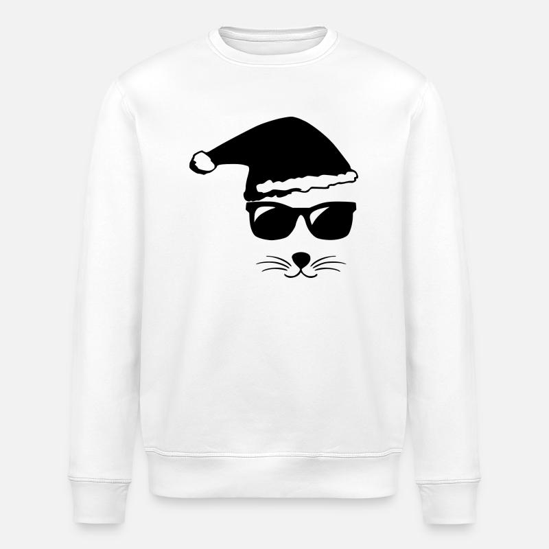 Chat de Noël - Sweat bio ROLLER Stanley/Stella Unisexe - blanc