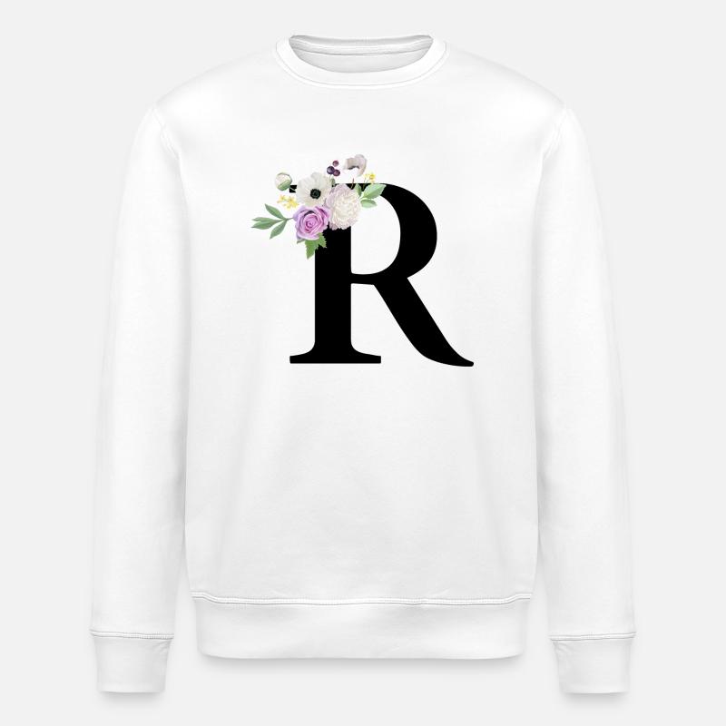 Lila Blumenbuchstabe R - Stanley/Stella Unisex Bio-Sweatshirt ROLLER - Weiß