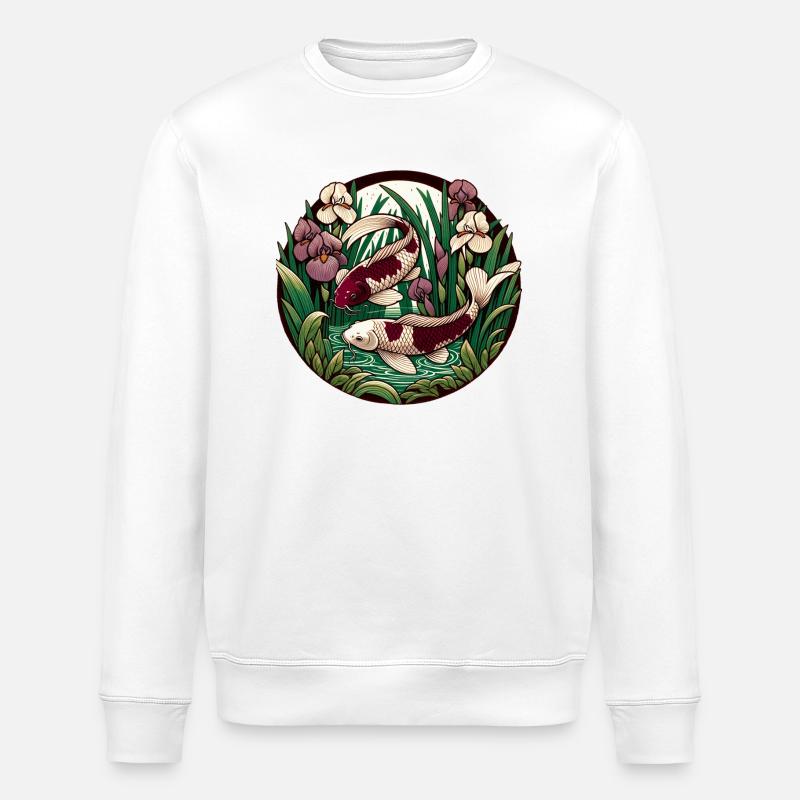 Japanischer Karpfen-Koi-Teich - Stanley/Stella Unisex Bio-Sweatshirt ROLLER - Weiß